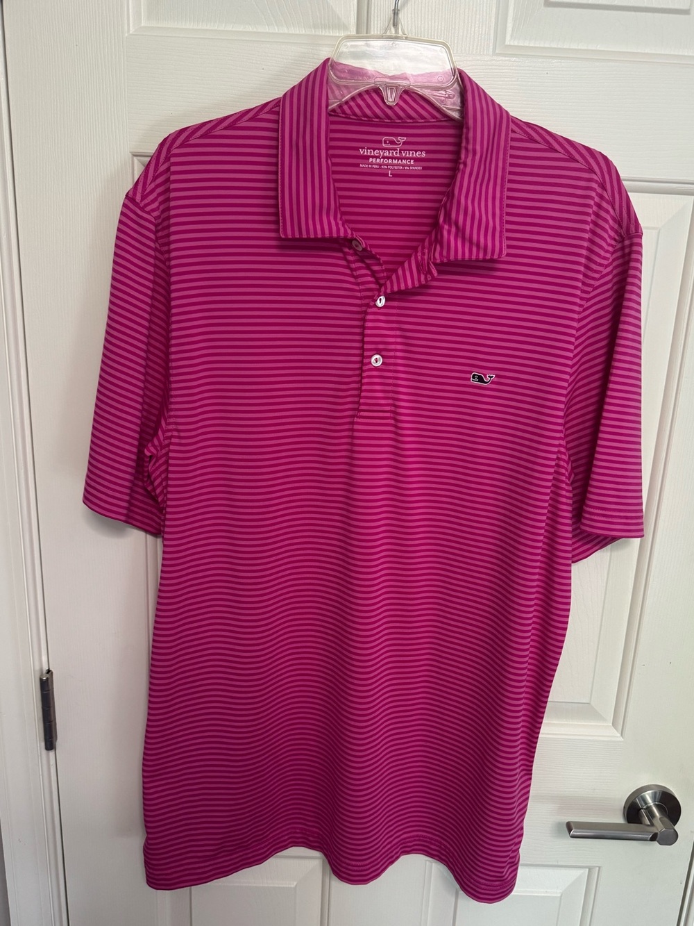 Vineyard Vines Men's Magenta Striped Performance Polo Shirt Size L